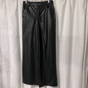 Rae Mode Women Faux Vegan Leather Pants Black Size S Phoebe Wide‎ Leg
